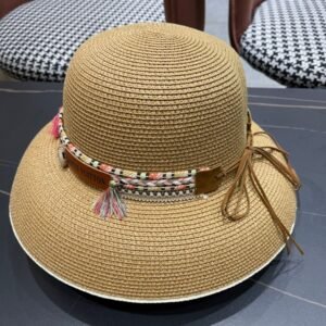 Alternative view of New premium quality Beach style sunshade straw hat .