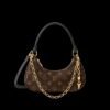 Catchy PM 100% genuine leather with removable gold-toned chain and key-shaped charm armpit bag .