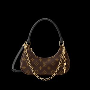 Catchy PM 100% genuine leather with removable gold-toned chain and key-shaped charm armpit bag .