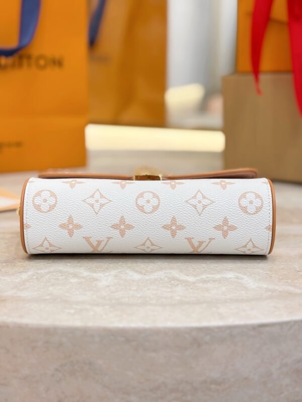White Flower Series  Pochette Camille in Monogram Dune with Genuine cowhide leather . - Image 3