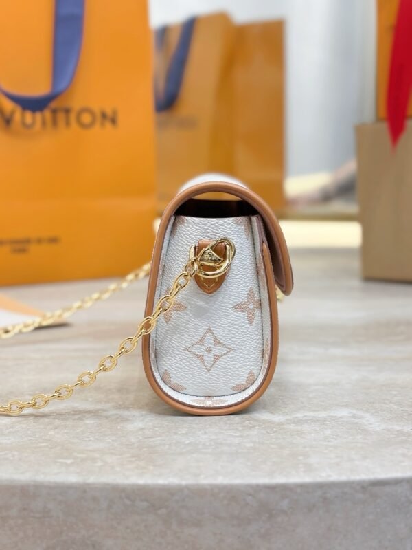 White Flower Series  Pochette Camille in Monogram Dune with Genuine cowhide leather . - Image 4