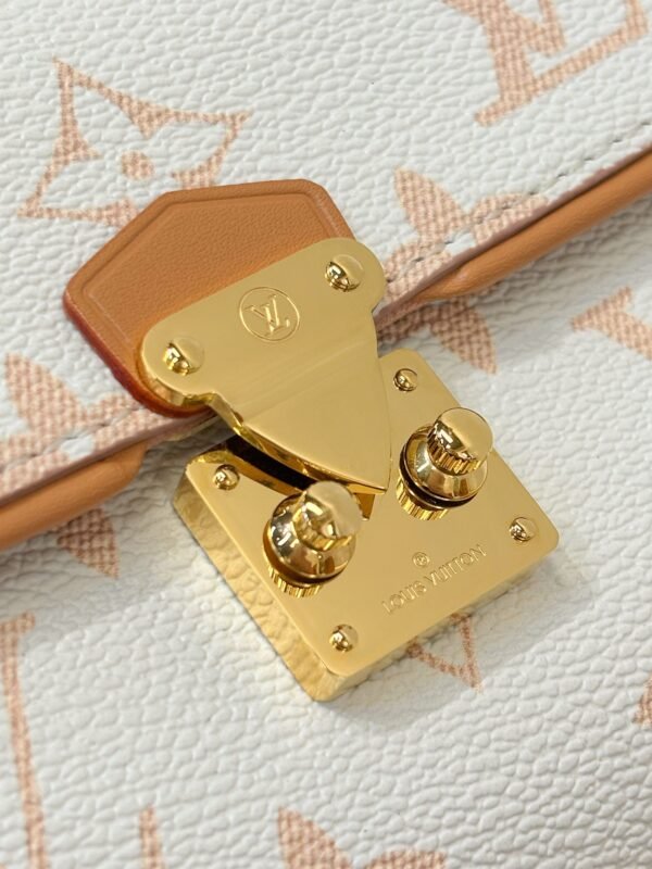 White Flower Series  Pochette Camille in Monogram Dune with Genuine cowhide leather . - Image 6