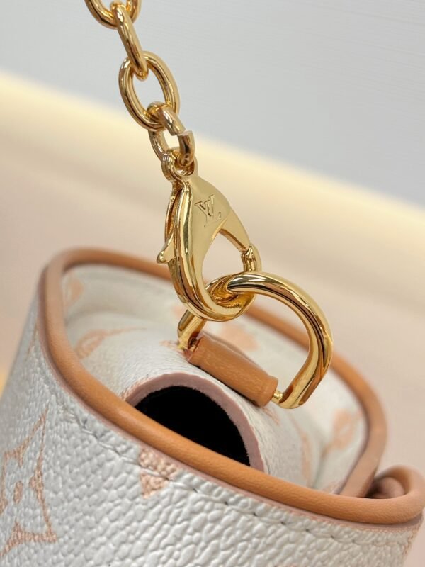White Flower Series  Pochette Camille in Monogram Dune with Genuine cowhide leather . - Image 8