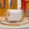 White Flower series SIDE TRUNK with Genuine Cowhide-leather trim Medium-sized Handbag .