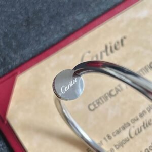 Alternative view of High-quality thick and hot micro-inlaid Diamond nail 18k white gold Bracelet.