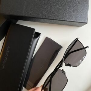 SL637 cat-eye Black sunglasses with grey tinted lenses.