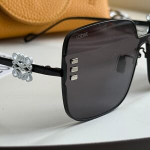 Alternative view of High-quality metal rimmed black frame, Black sophisticated rectangular sunglasses for women.