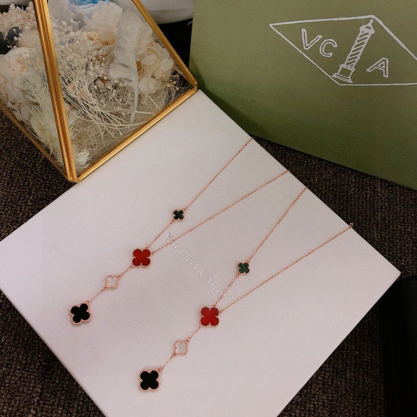 Colourful stone Four-Leaf Clover 18K gold-plated Necklace for Women. - Image 5