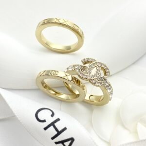 Gold diamond double c three-piece ring.