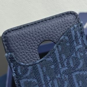 Alternative view of Printed effect on cowhide, Saddle magnetic card holder Original embossed leather for MagSafe mobile phone case.