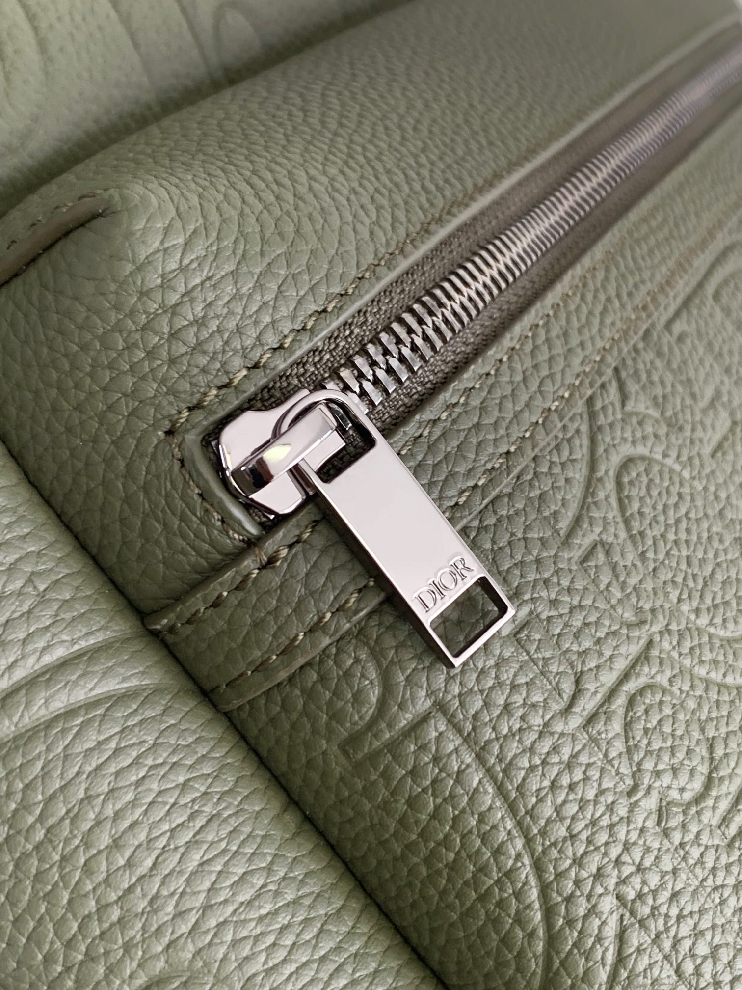 Olive green Rider 2.0 backpack embossed cowhide leather with printed effect. - Image 7