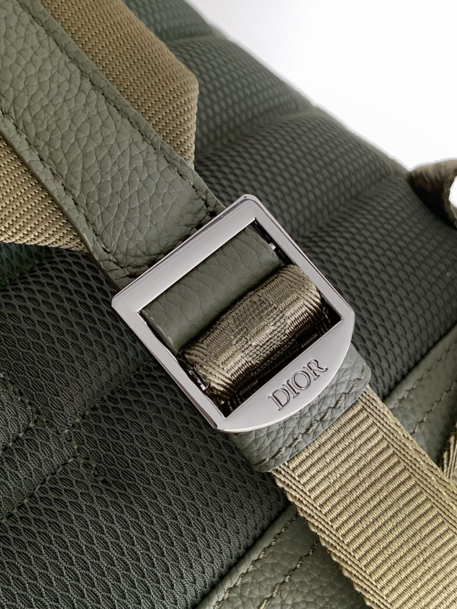 Olive green Rider 2.0 backpack embossed cowhide leather with printed effect. - Image 8