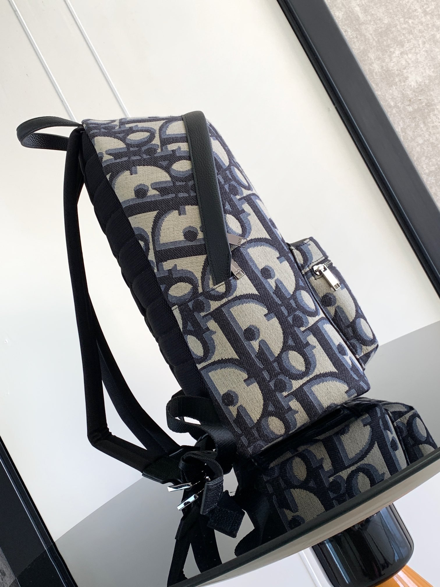 Classic college style "Rider" backpack embossed cowhide leather with printed effect. - Image 3