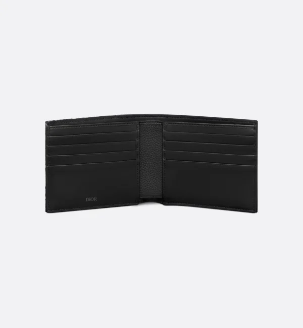 Saddle Bifold Wallet Black Grained Calfskin Oblique Jacquard. - Image 2