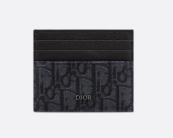 Oblique Jacquard (6 Slot) Card Holder Black grained calfskin. - Image 3