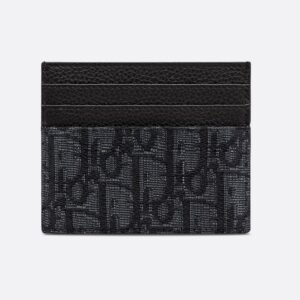 Alternative view of Oblique Jacquard (6 Slot) Card Holder Black grained calfskin.