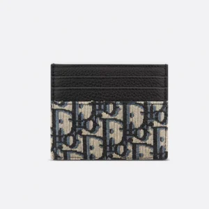 Alternative view of Oblique Jacquard (6 Slot) Card Holder Beige Black grained calfskin.
