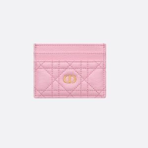 Alternative view of Caro Freesia card holder Crafted in sweet pink supple calfskin with Cannage stitching.