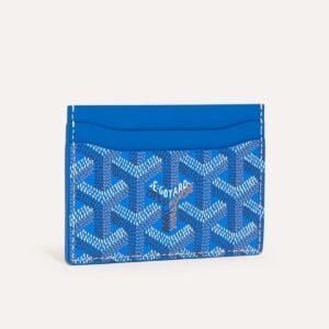 The Saint-Sulpice card wallet made of blue Calfskin leather and Yellow Goatskin Lining.
