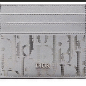 Oblique Jacquard (6 Slot) Card Holder Gray grained calfskin.