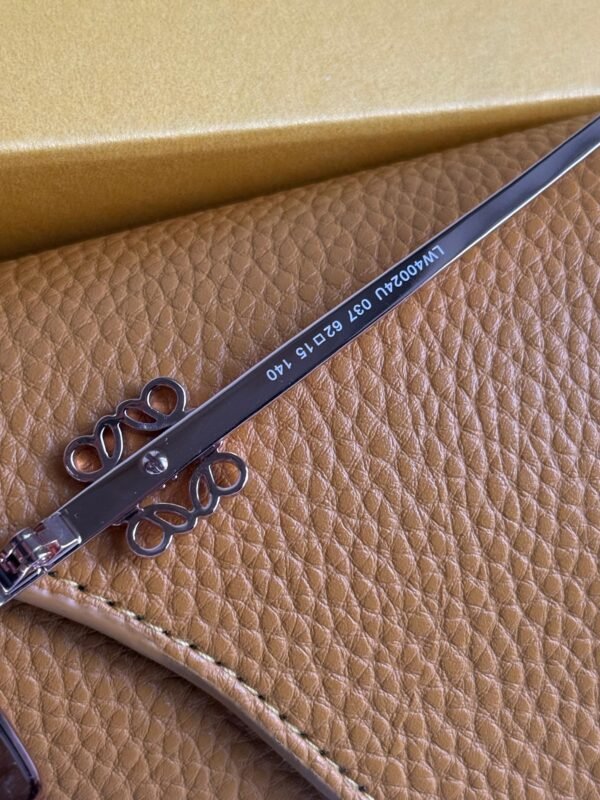 High-quality metal rimmed rose gold frame, Brown sophisticated rectangular sunglasses for women. - Image 9