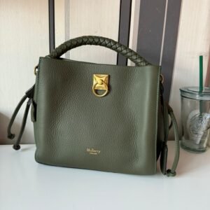 Green Heavy Grain Iris Small Satchel Made of premium quality leather for durability.