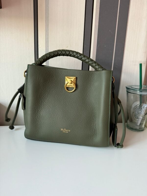 Green Heavy Grain Iris Small Satchel Made of premium quality leather for durability.