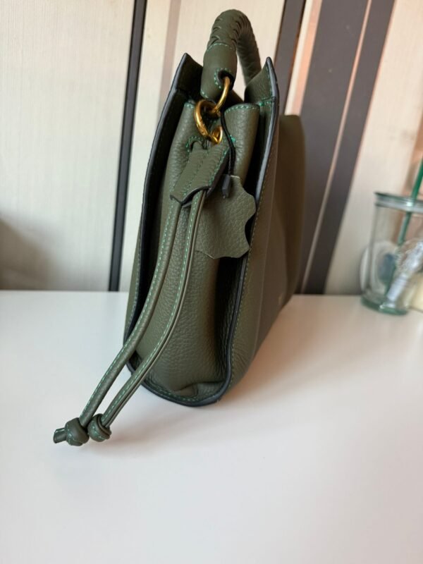 Green Heavy Grain Iris Small Satchel Made of premium quality leather for durability. - Image 9
