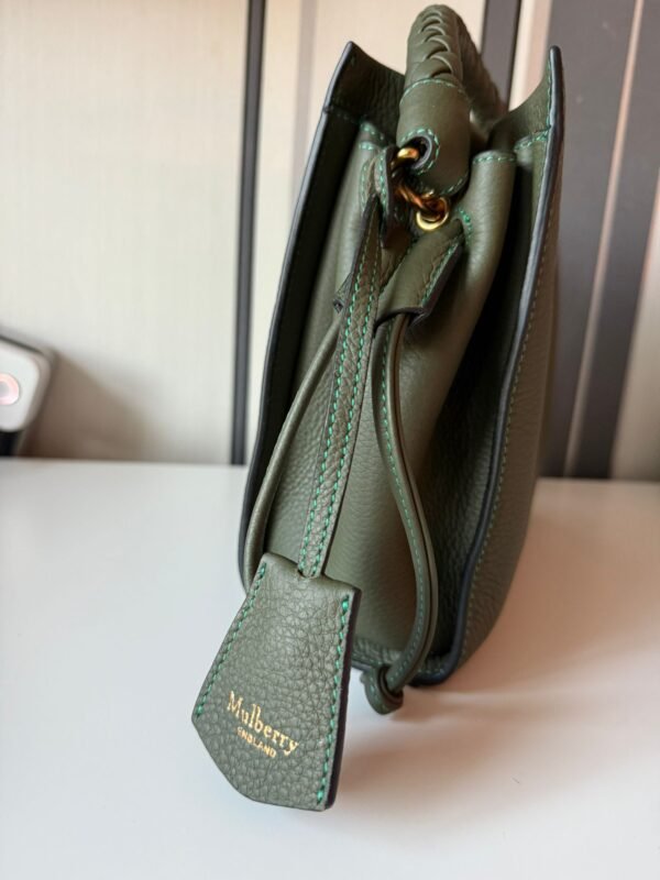 Green Heavy Grain Iris Small Satchel Made of premium quality leather for durability. - Image 3