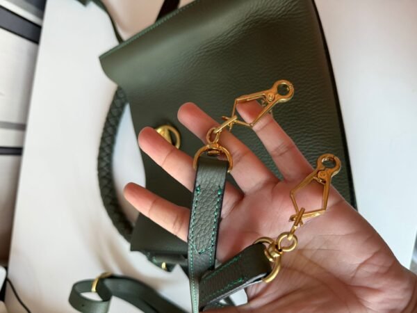 Green Heavy Grain Iris Small Satchel Made of premium quality leather for durability. - Image 11