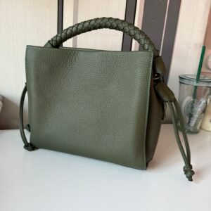 Alternative view of Green Heavy Grain Iris Small Satchel Made of premium quality leather for durability.