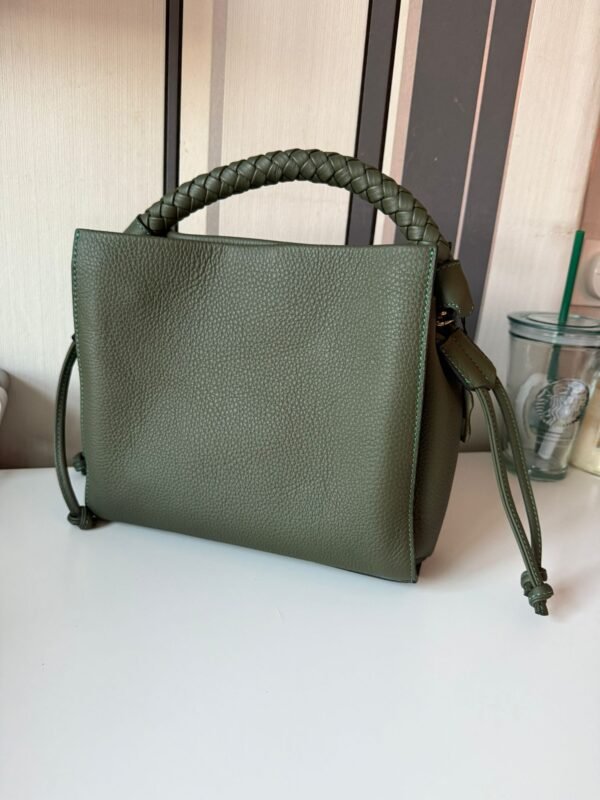 Green Heavy Grain Iris Small Satchel Made of premium quality leather for durability. - Image 2