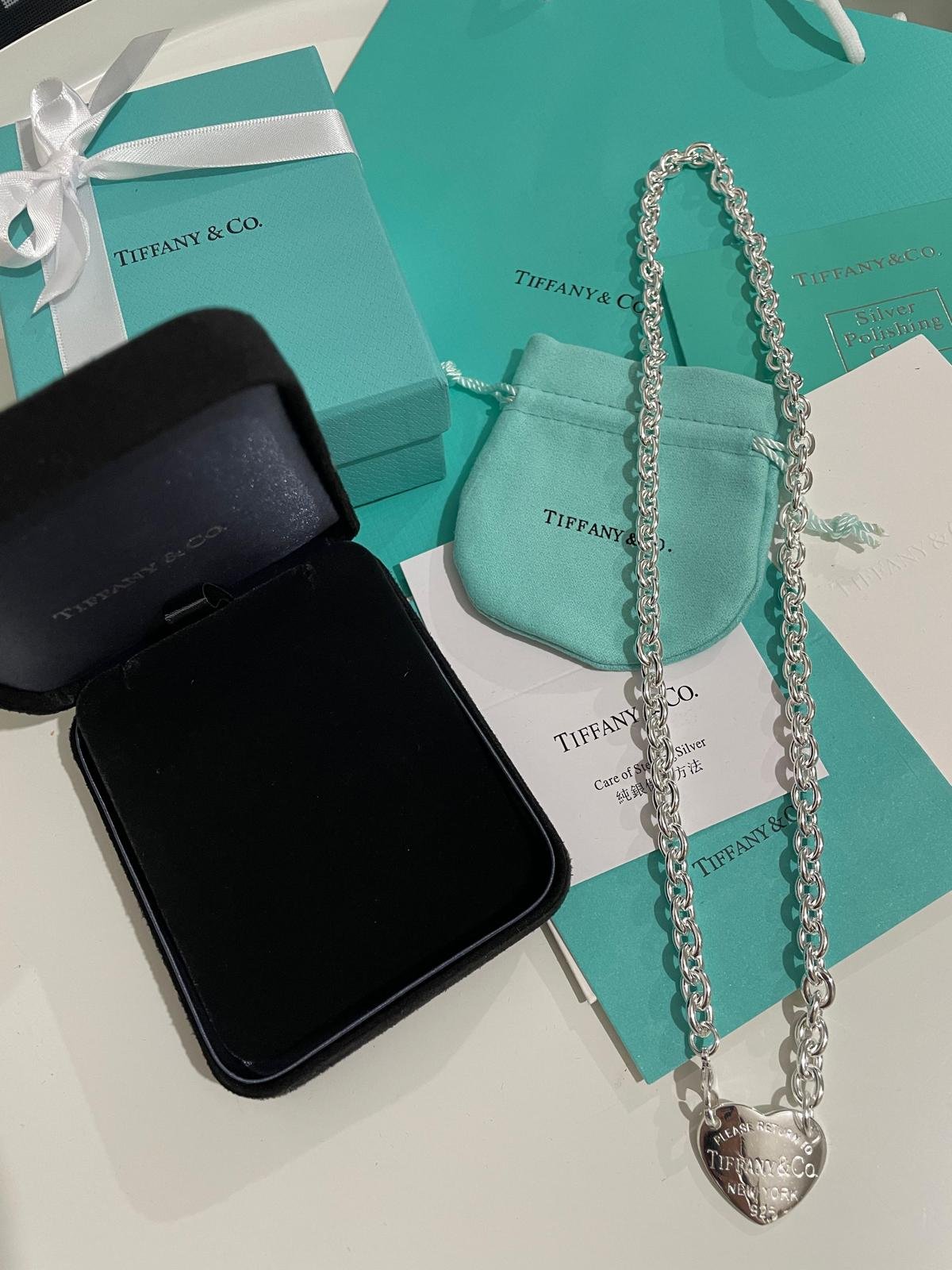 Heart Tag Chain Link Choker in 925 Silver fits neck up to 14 inches. - Image 3