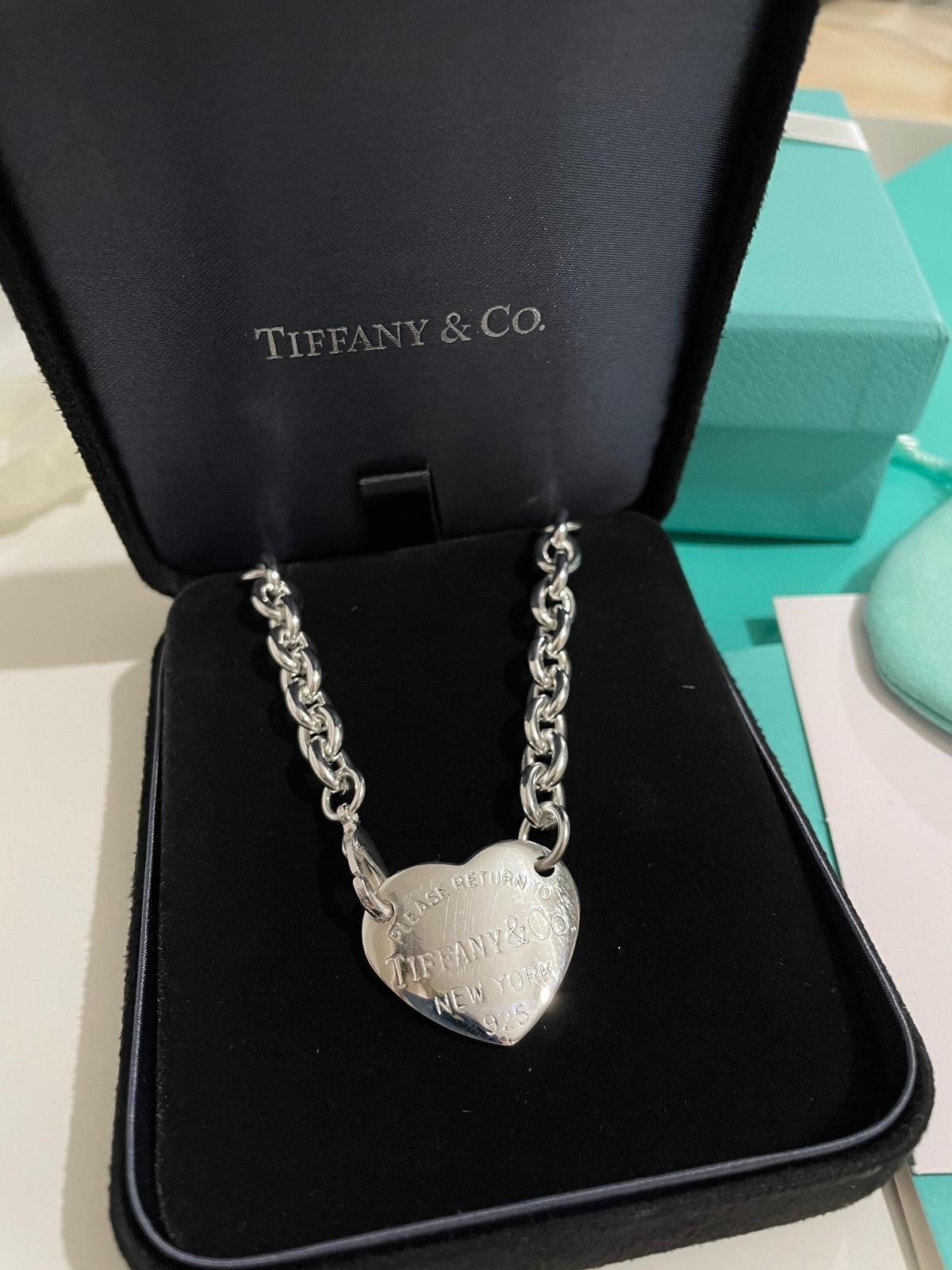 Heart Tag Chain Link Choker in 925 Silver fits neck up to 14 inches. - Image 4