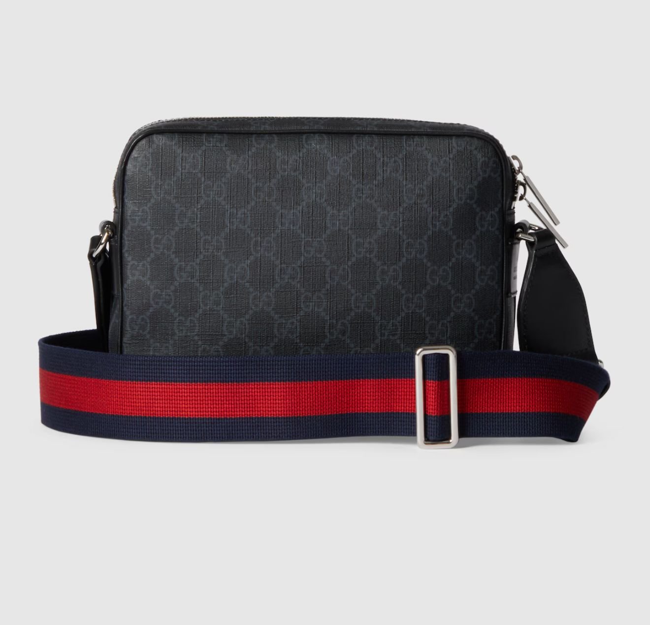 GG Black leather trim small cross-body bag Cotton linen lining. - Image 7