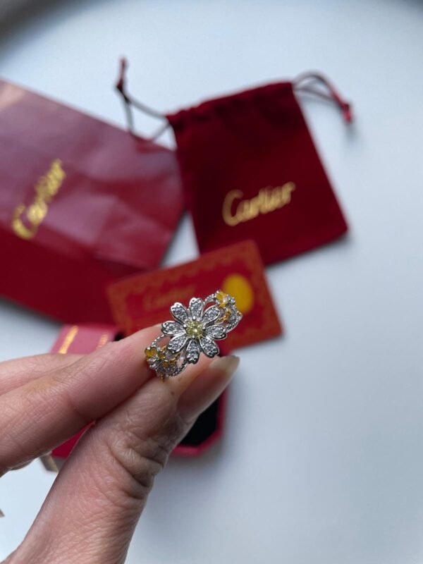 Sunflower Engagement Ring 925 silver with Lab grown Diamonds. - Image 4