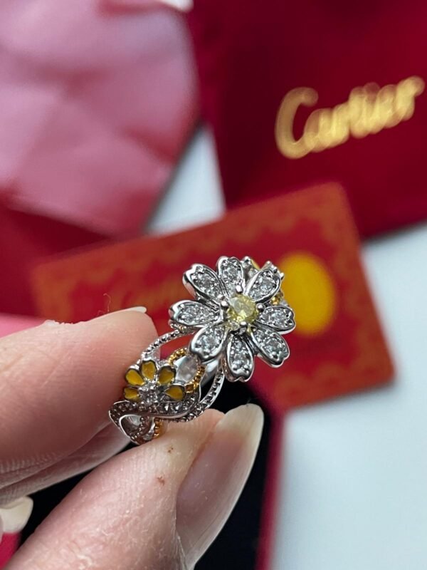 Sunflower Engagement Ring 925 silver with Lab grown Diamonds. - Image 2