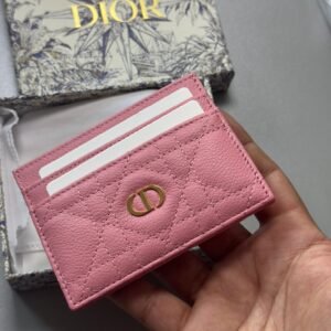 Caro Freesia card holder Crafted in sweet pink supple calfskin with Cannage stitching.
