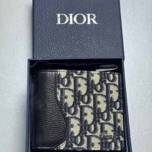 Saddle Bifold Wallet Black Grained Calfskin Oblique Jacquard.