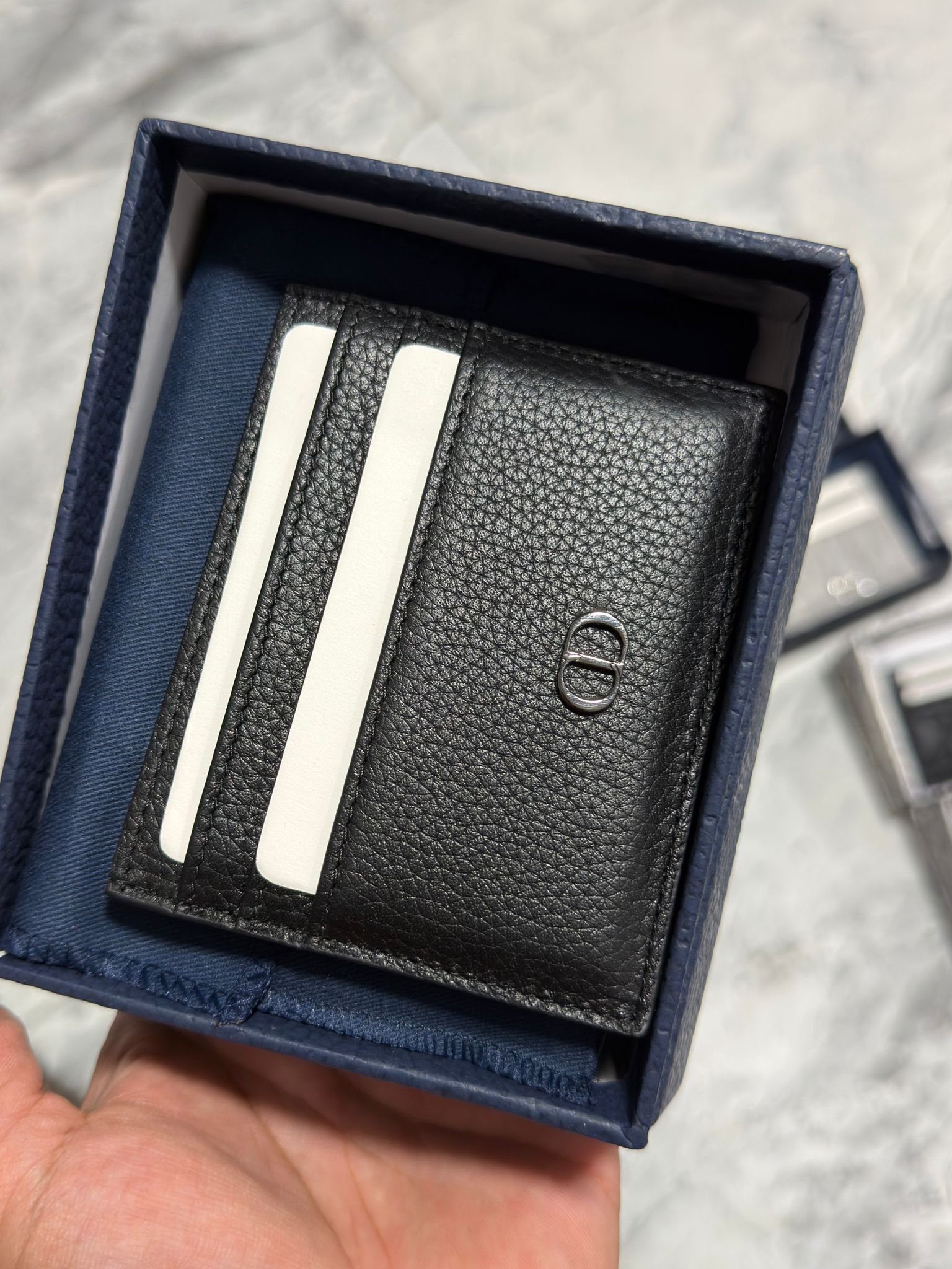 Icon Card Holder Black grained calfskin.