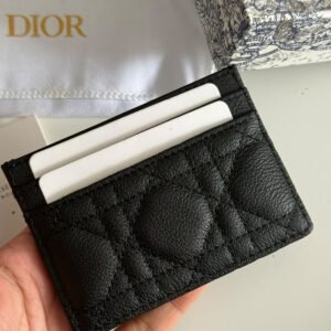Alternative view of Caro Freesia card holder Crafted in black supple calfskin with Cannage stitching.
