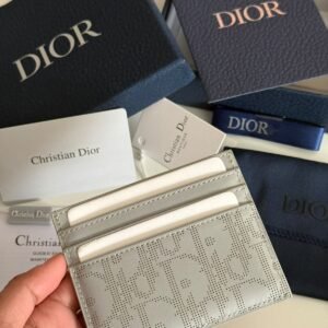 Alternative view of Oblique Jacquard (6 Slot) Card Holder Gray grained calfskin.