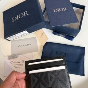 Alternative view of Oblique Jacquard (6 Slot) Card Holder Black grained calfskin.