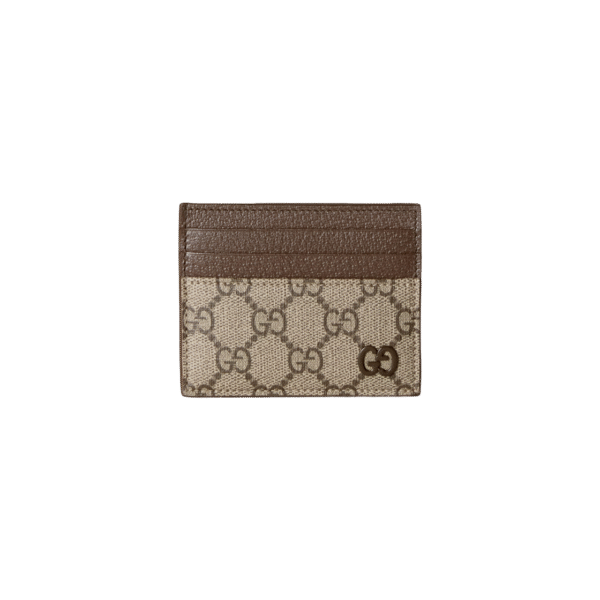 Beige and ebony GG Supreme canvas card holder with leather trim Brass hardware with ceramic-effect finish. - Image 3