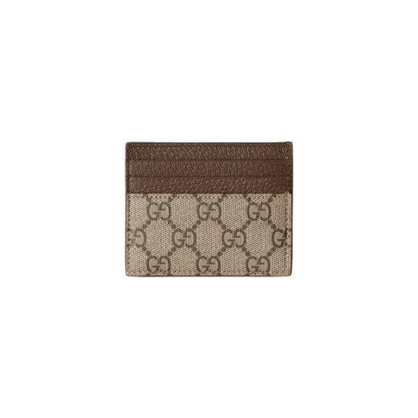 Beige and ebony GG Supreme canvas card holder with leather trim Brass hardware with ceramic-effect finish. - Image 5