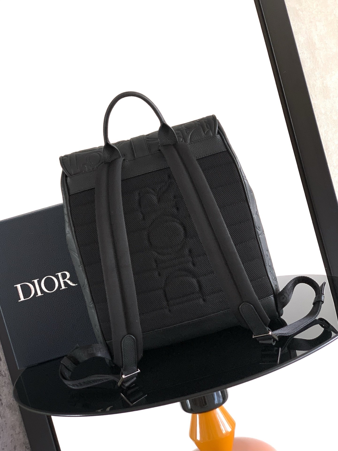 Black Gravity printed High quality embossed leather Daily flap backpack with magnetic buckle. - Image 3