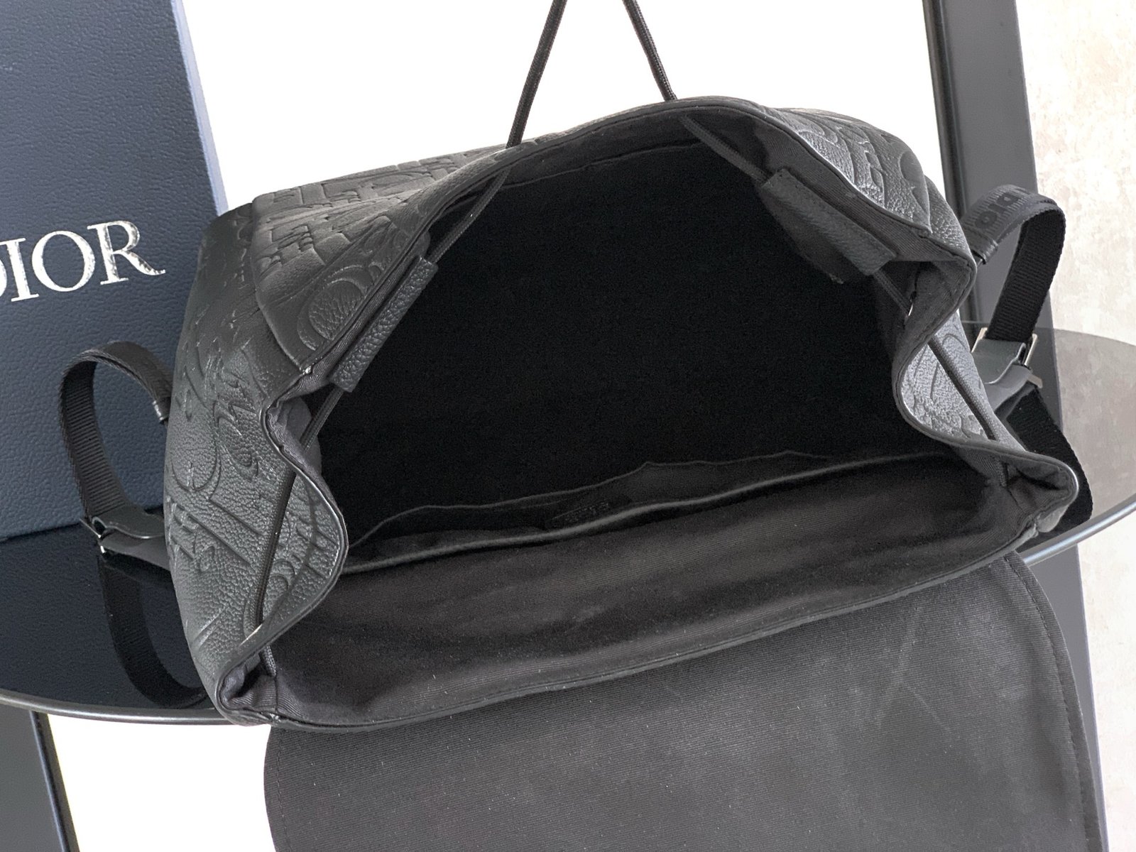 Black Gravity printed High quality embossed leather Daily flap backpack with magnetic buckle. - Image 8