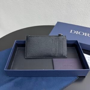 Alternative view of Zipper card holder made of black Oblique printed fabrics and cowhide, 4 card slots.