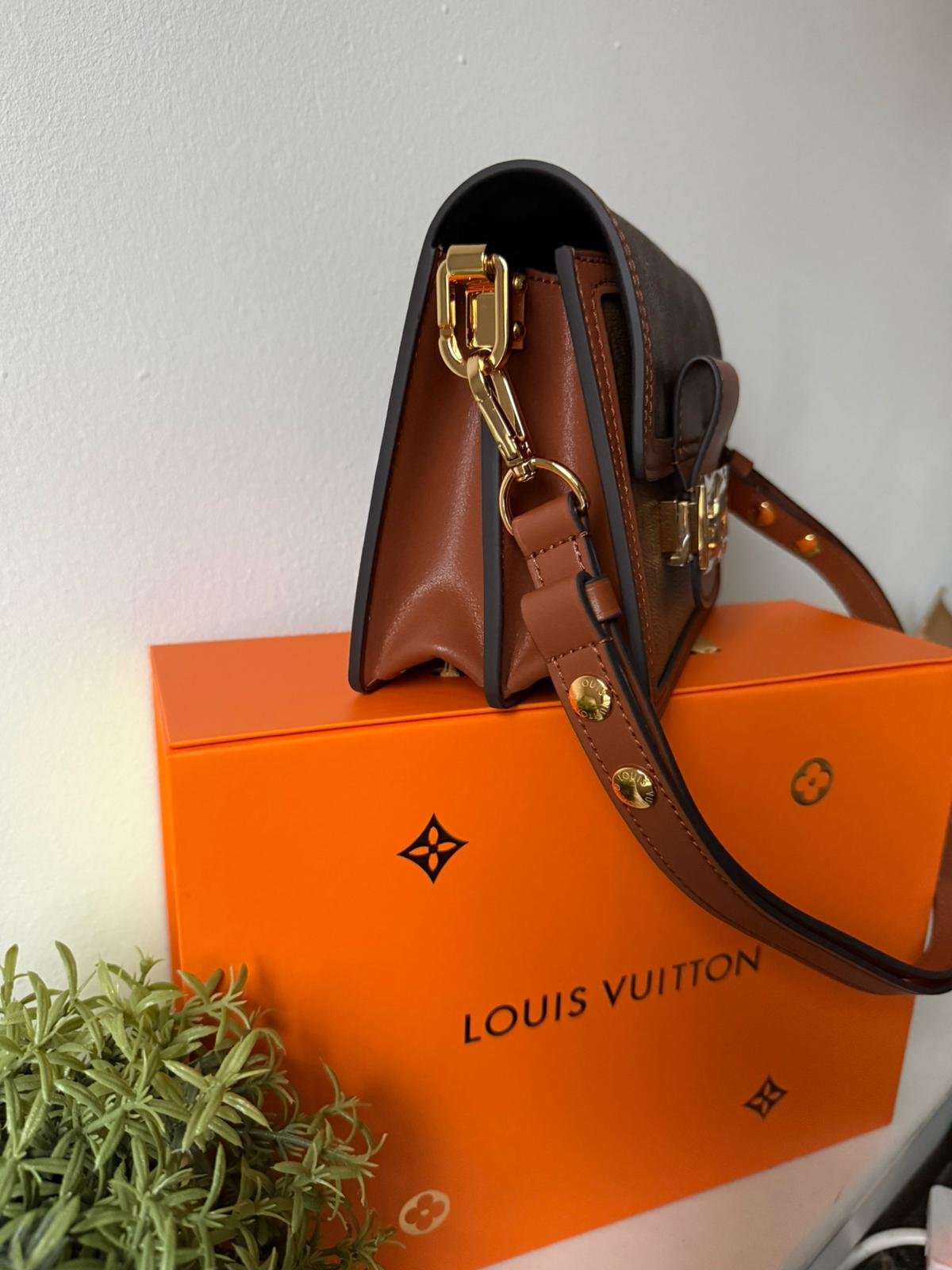 High quality leather Dauphine MM Classic brown Monogram canvas shoulder bag. - Image 18