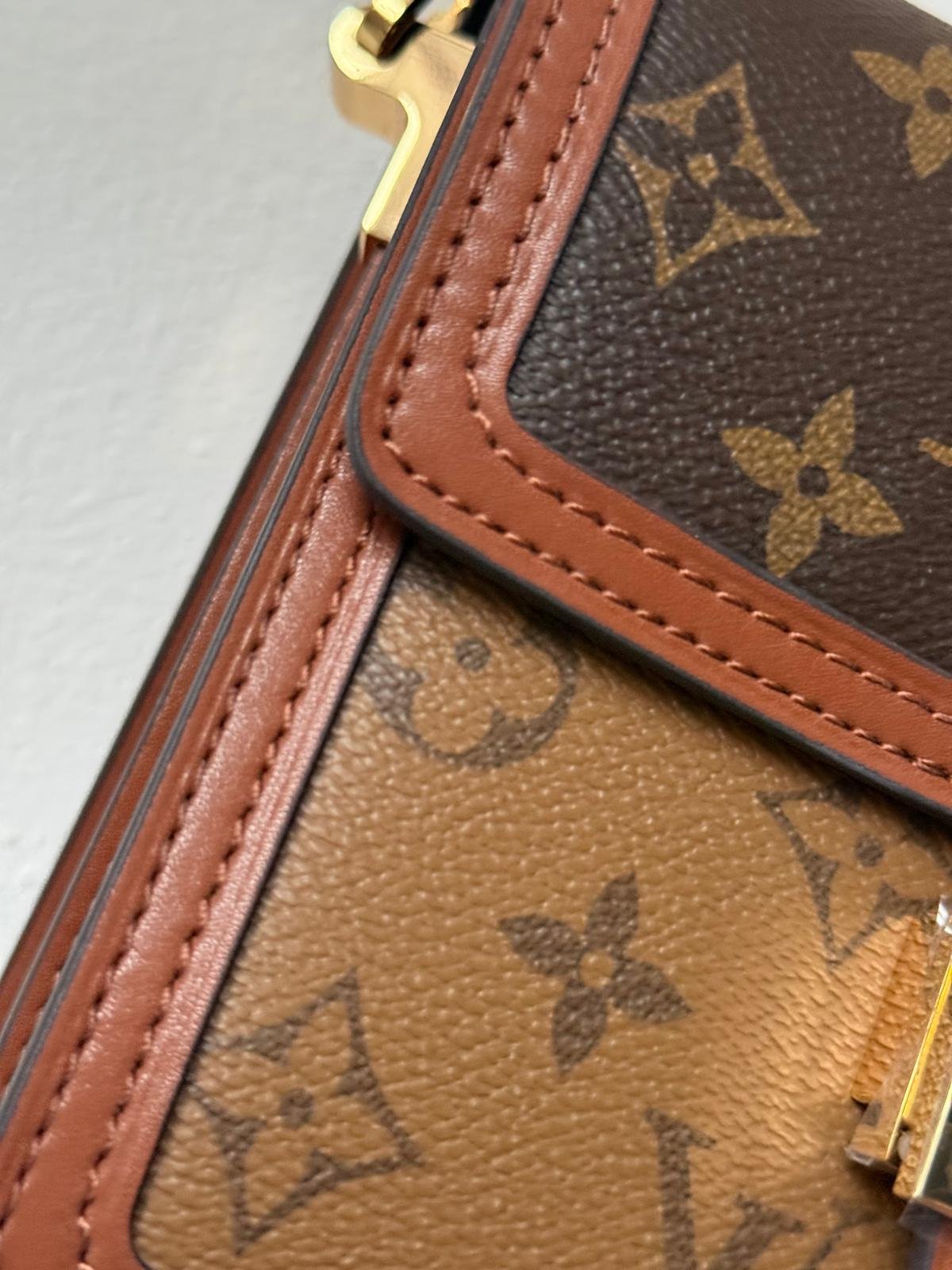 High quality leather Dauphine MM Classic brown Monogram canvas shoulder bag. - Image 10